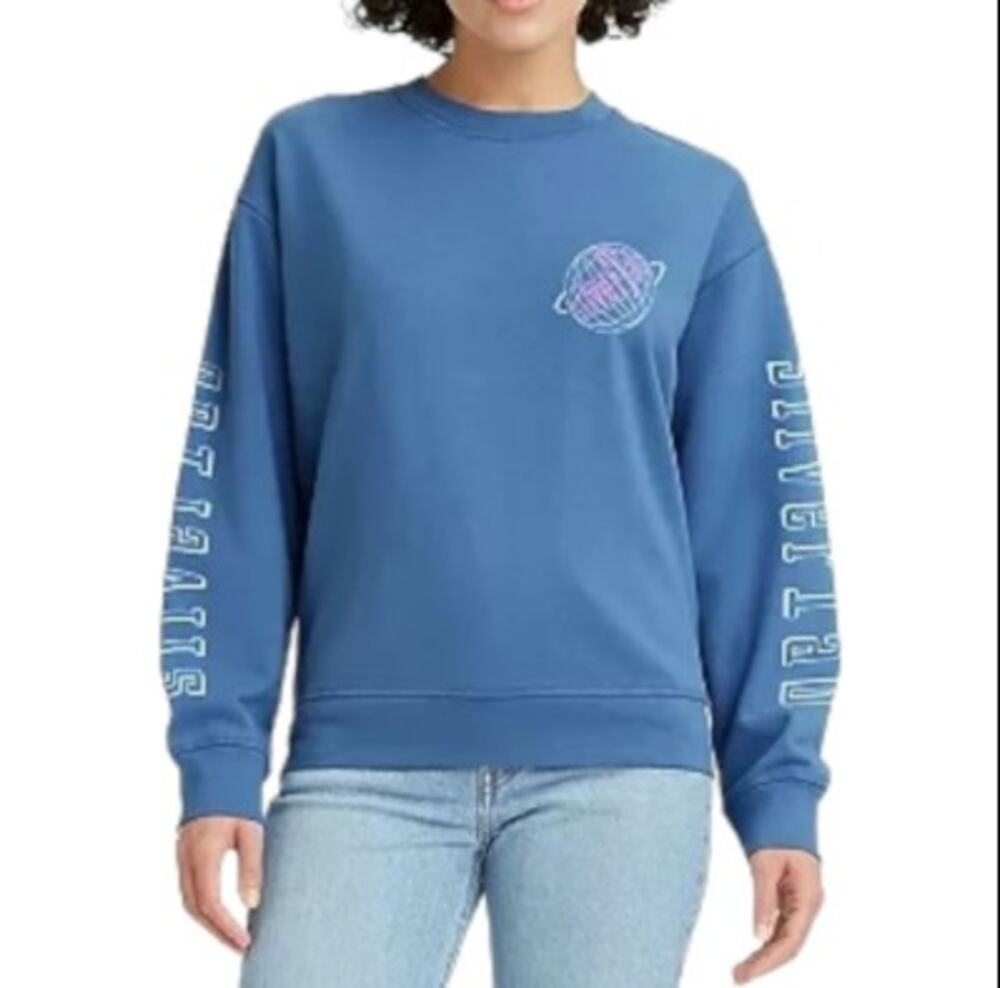 Levi's Silvertab Women's Logo Crewneck Sweatshirt Size XL Light Blue